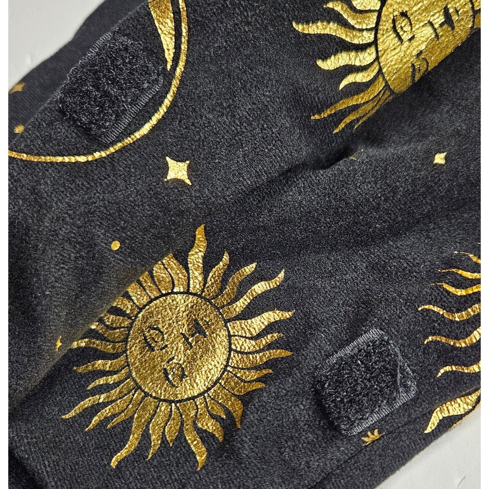 Underwraps Celestial Sun Moon Gold Metallic Hooded Mini Dress Black Sm Witchy - Picture 6 of 8